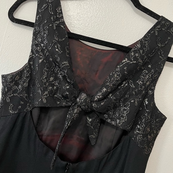 Y2K 1990’s Caren Desiree Black A Line Lace Open Back Cocktail Dress 8 Petite - Picture 5 of 5